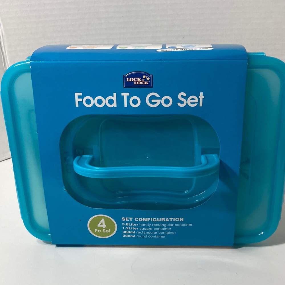 Lock & Lock Food to Go Set Storage Containers Blue 4 Piece Set